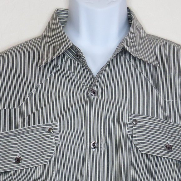Brooklyn Xpress* Men's Short Sleeve Button Down Curved Hem Stripe‎ Shirt~ XXL - Picture 10 of 11